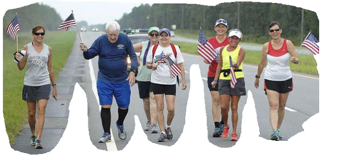 Ernie and his trekking crew on US Highway 82 in Georgia: *by Terry Dickson, August 1, 2016 @ terry.dickson@jacksonville.com