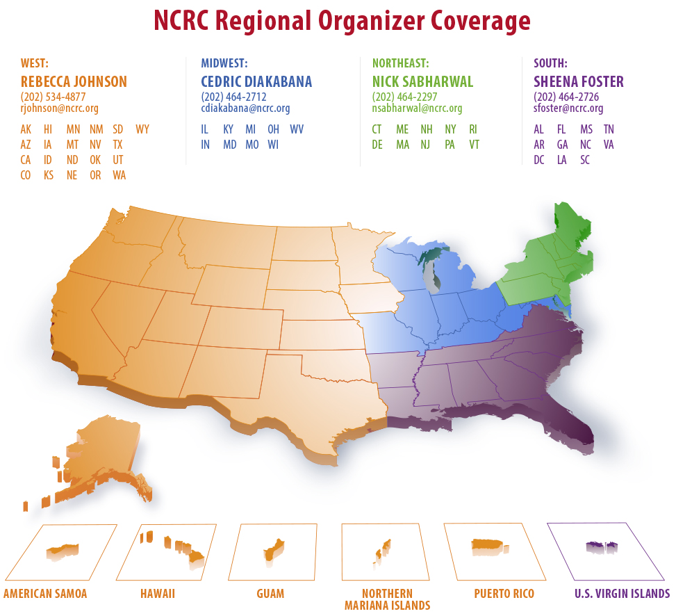 Map OF USA with organizer information