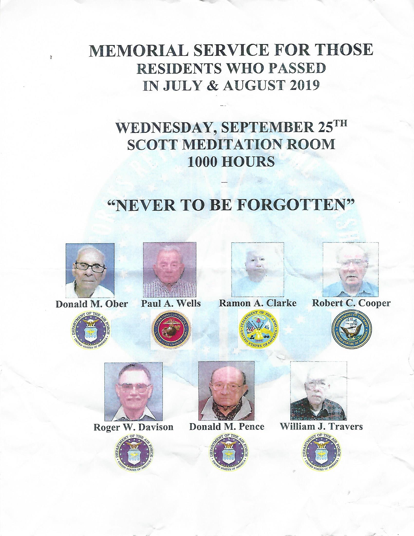 Veterans Memorial AFRH-Washington 25 SEPT 2019